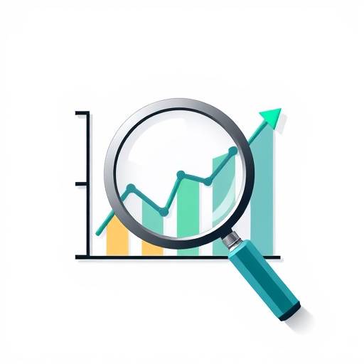 Icon representing investment consulting with a stylized chart and a magnifying glass